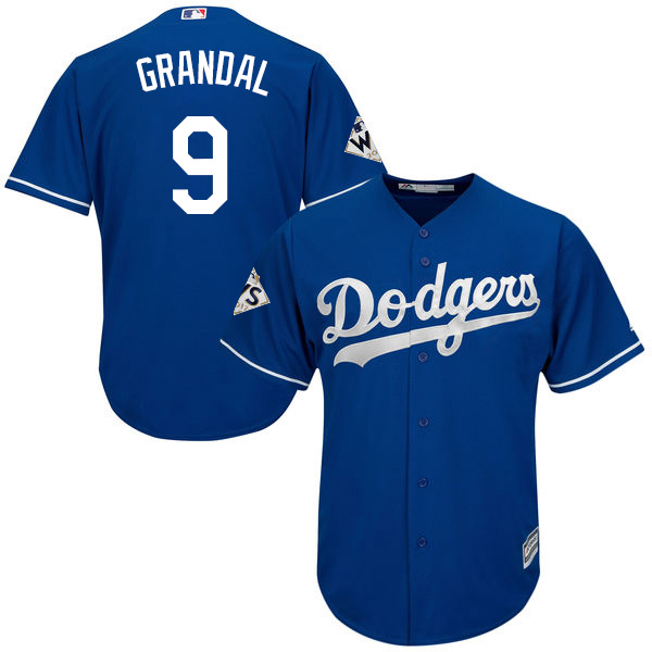 Dodgers #9 Yasmani Grandal Blue Cool Base World Series Bound Stitched Youth MLB Jersey